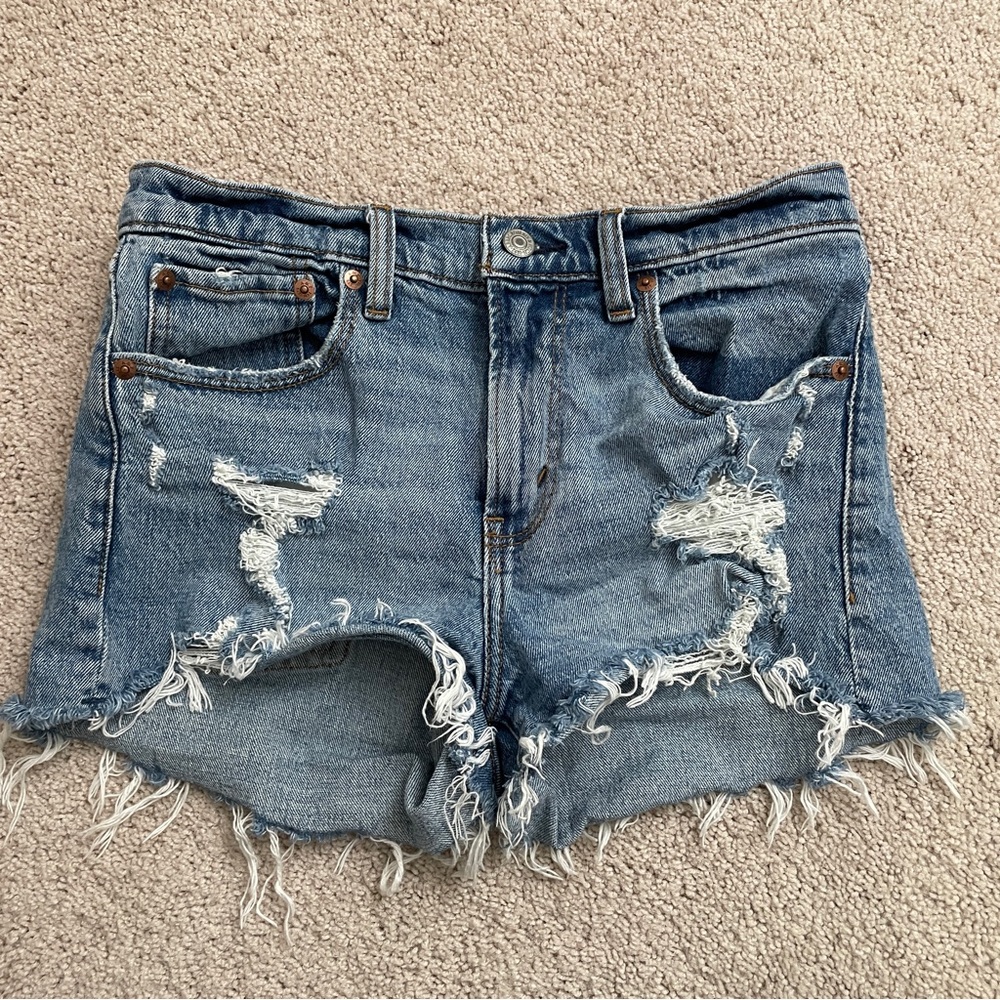 Abercrombie & Fitch Destroyed Distressed Denim Shorts Size 25